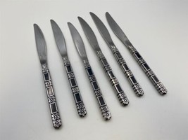 Oneida Community Stainless Steel MADRID Black Accent Dinner Knives x6 - £55.30 GBP