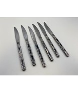 Oneida Community Stainless Steel MADRID Black Accent Dinner Knives x6 - £55.07 GBP