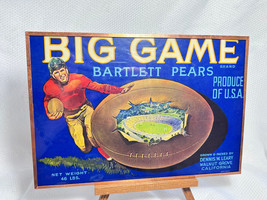 Original Antique Big Game Bartlett Pears Cali. Crate Framed Advertising ... - $29.95