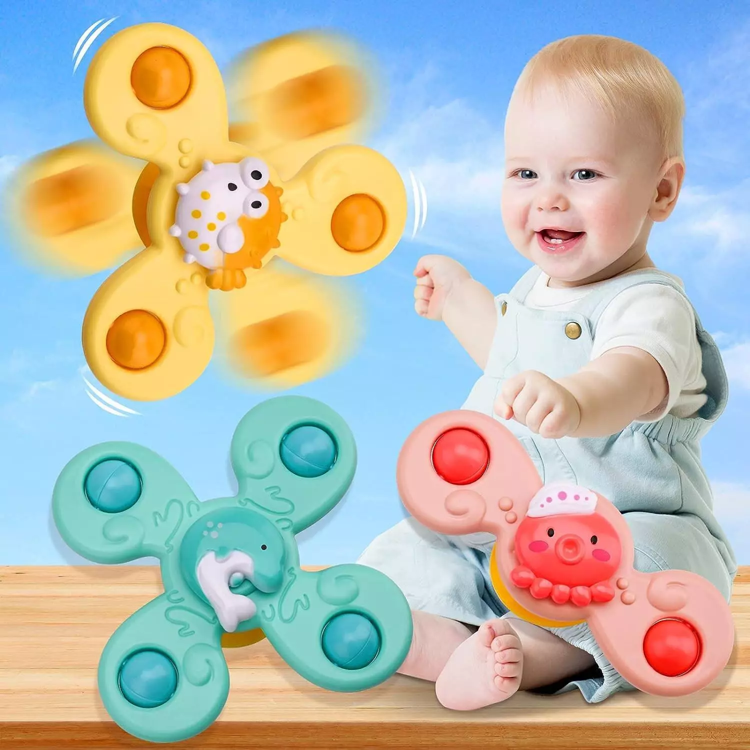 Baby Spin Bath Toys Boy Children Bathing Sucker Spinner Cup Toy For Kids - $11.99