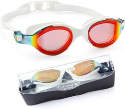 Swim Goggles,Anti Fog Swimming Goggles,UV Protection No Leaking   (White&amp;Orange) - £14.46 GBP