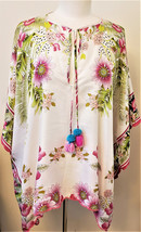 Johnny Was Tasseled Tie-front Kimono/Top Multicolor Floral Sz-One Size Fit All - £138.01 GBP