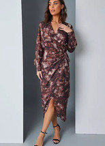 IN THE STYLE Brown Marble Print Wrap Shirt Midaxi Dress   UK 14    (fm71... - $35.88