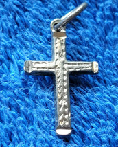 Unisex &quot;Gold Tone&quot; Pendant Small Cross Hammered Look Pretty Dainty Shiny... - $9.99