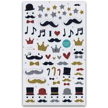 CUTE MUSTACHE GLITTER STICKERS Sheet Kid Craft Scrapbook NEW Sticker Mou... - $2.49