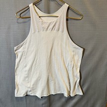 Lululemon Tank Top Womens Large White Striped Racerback Split Exposed Back Yoga - £12.95 GBP