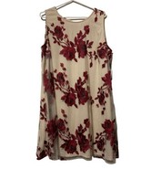 NWT ECI New York Dress Nude Dress With Dark Red Flowers.  Women&#39;s Size:  2X - $34.55