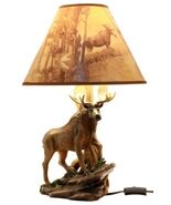 Wildlife Nature Bull Moose Grand Elk Desktop Table Lamp With Nature Shad... - $89.99