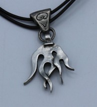 Polynesian Fork Pendant On Leather Cord Alchemy English Pewter Vintage 1997 - £36.04 GBP