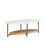 Modern Oval Coffee Table, White MDF Top, Black Metal Legs - Sleek Style - €320,87 EUR