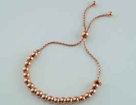  Rose gold beaded slider starter charm bracelet adjusts to fit all sizes... - £11.05 GBP