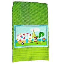 Retro Flower Power Camper Green Kitchen Towel Applique Trailer Cotton 16... - $12.44