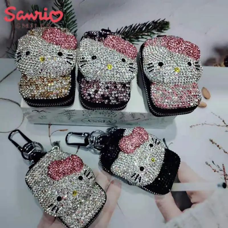 Kawaii Sanrio Y2K Hello Kitty Anime Diamond Car Key Case Hottie Shiny Keychain - £14.75 GBP