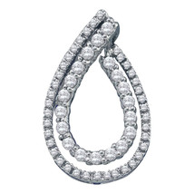 10k White Gold Womens Round Diamond Double Teardrop Pendant 1/2 Cttw - £399.67 GBP