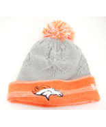 New Era Broncos Womens Stocking Hat Orange Gray Knit Snowflakes Stitched... - £8.17 GBP
