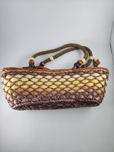 Sun n Sand Woven Straw Boho shoulder Bag Double Handles rope wood Lined zipper - £19.32 GBP