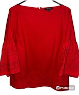 Lauren Ralph Lauren Women M Top Blouse Bell Sleeve Cut Out Relaxed LRL W... - $11.08