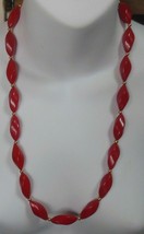 Vintage Signed NAPIER Red Beaded Necklace 25.5&quot; Long - £15.54 GBP