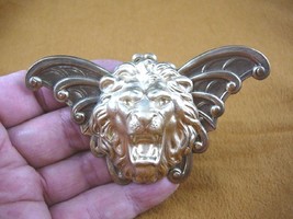 (b-lion-604) Lion head wild cat roaring butterfly brass pin pendant love... - £21.26 GBP