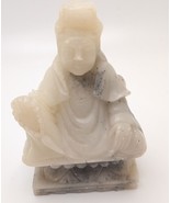 19C Chinese White Jade Carving Quan Kwan Yin Buddha 3.5&quot; - $54.70