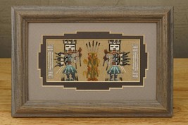Framed Native American Folk Art Sandpainting Navajo by Marlene Doby - $470.96 MXN