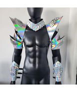 Burning Man Holographic Laser Silver Dragon Scale Rave Festival Armor Co... - $128.00