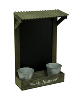 Zeckos My Home Wooden Chalkboard Wall Hanging with Shelf &amp; Planters - £20.27 GBP
