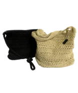 Lot of 2 Vintage Kim Rogers Beige &amp; Black Crochet Textile Hobo Shoulder ... - $509.42 MXN