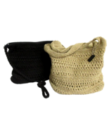 Lot of 2 Vintage Kim Rogers Beige &amp; Black Crochet Textile Hobo Shoulder ... - £21.85 GBP