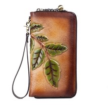 Handmade Embossed Retro Women Wallet 2022 New Leather Hand Painted Phone Purse L - £41.03 GBP