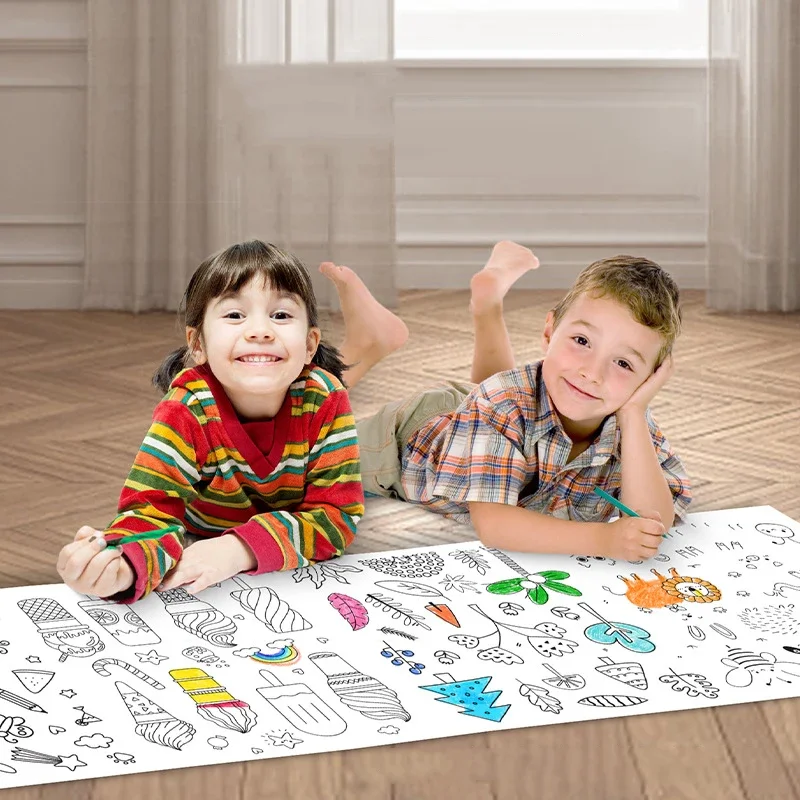 30*90cm Children Coloring Paper Graffiti Scroll Drawing Roll DIY Sticky - £8.05 GBP+