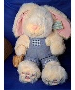 Stuffed Plush Boy Farmer Garden Easter Bunny Rabbit Blue White Checkered... - £11.22 GBP