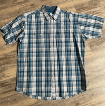 Wrangler Shirt Pearl Snap Mens 2XT Tall Short Sleeve Western Blue Plaid ... - $18.29