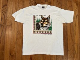 Vintage T-Shirt Native American Indian Timber Wolf Mens XL Retro 90s Y2K Tee - £18.86 GBP