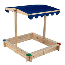 Kids Wooden Sandbox with Height Adjustable and Rotatable Canopy Outdoor Playset - £128.11 GBP