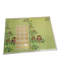 Vintage Stationary Owl Green Big Eyes Bright Notes Paper Fold Up Cards C... - $24.94