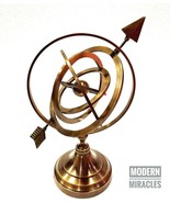 Antique Nautical Brass Armillary Sphere World Globe Brown Metal Base Off... - £44.94 GBP