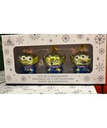 Disney Parks Toy Story Aliens Little Green Men Glass Ornament Set of 3 NEW - $1,010.74 MXN