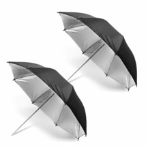 Case Of 2, 40" Double Layer Black & Silver Photo Studio Umbrella Photo Video Ref - £43.82 GBP