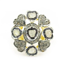 Victorian Antique Look , Diamond Polki Ring , Diamond Polki Cut , Single... - £120.40 GBP