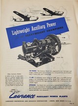 1944 Lawrence Auxiliary Power Plants Vintage WWII Print Ad Lightweight P... - $12.95