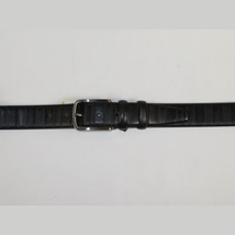 Men Black Genuine Leather Belt PIERO ROSSI Turkey Soft Full Grain #Black line image 3