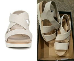 $70 Dr Scholl&#39;s Platform Sandal Shoe Get It-Oyster Beige Faux Leather New 9.5 10 - £20.68 GBP