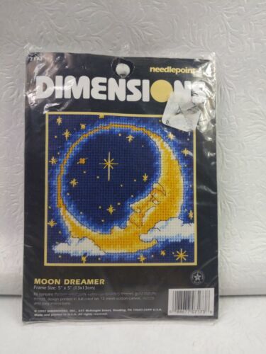 1997 Dimensions Mini Needlepoint  5"X5" Moon Dreamer  7173 INCOMPLETE - $9.90