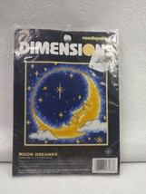 1997 Dimensions Mini Needlepoint  5&quot;X5&quot; Moon Dreamer  7173 INCOMPLETE - £7.75 GBP