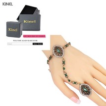 Kinel 2017 New Dubai Jewelry Sets Bracelet Link Ring For Women Antique Gold Bohe - $21.27