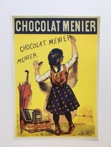 FRENCH BEST CHOCOLATE MENIER GIRL WRITING CHOCOLAT MENIER VINTAGE POSTER... - $37.28 CAD
