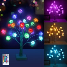 Valentine&#39;s Day Tabletop Bonsai Tree Light with Remote Color Changing 24 LED Ros - £31.97 GBP