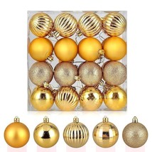 Christmas Ball Ornaments,Assorted Pendant Shatterproof 32pcs/Pack,40mm, Gold - £15.75 GBP