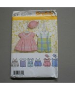 Simplicity #4711 Baby Dress, Romper, Hat-UNCUT-Preowned Pattern Sz A Siz... - $8.90